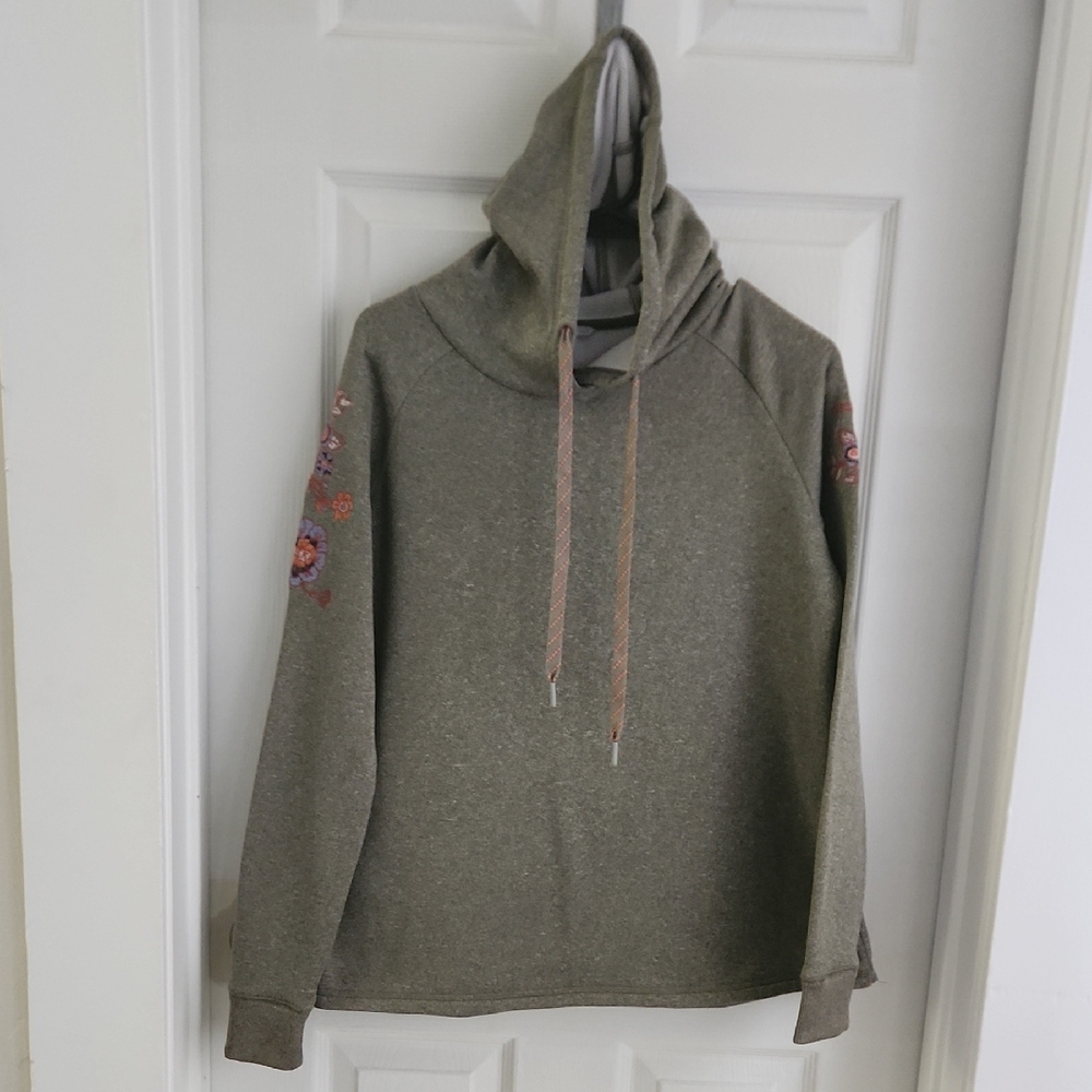 Ascend Olive Hoodie with Floral Accents